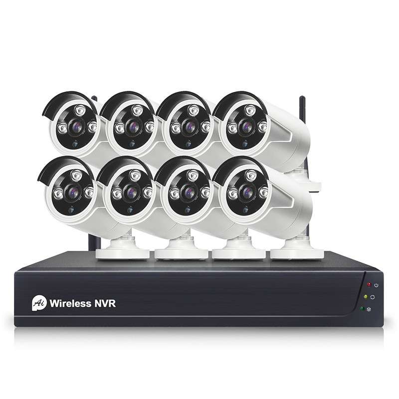  Kit de videovigilancia 8MP Kit de videovigilancia inalámbrica  4K NVR CCTV Cámara IP WiFi Mini sistema de seguridad para el hogar PTZ Cam  8CH Kit (Talla: 1T, Color: 4 cámaras) 