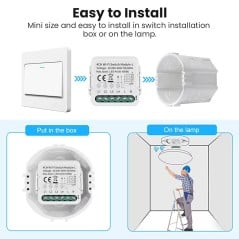 Installation of the WiFi module without a neutral wire in the flush-mounted box behind the switch or in the ceiling light
