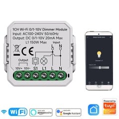 Módulo regulador de intensidad 0/1-10V WiFi con la app Tuya para ajustar la luminosidad del driver LED desde el teléfono