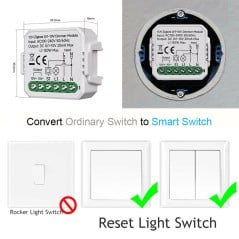 0/1-10V dimmer in the flush-mount box: works with momentary push buttons, not rocker switches