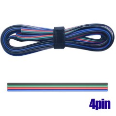 Matassa del cavo RGB a 4 pin con fascetta a strappo, e lo stesso cavo visto in piano