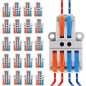 Conector de cable de palanca rápida con 2 entradas y múltiples salidas.