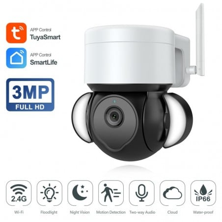 Cámara de seguridad Tuya Smart WiFi PTZ Floodlight 3.0MP