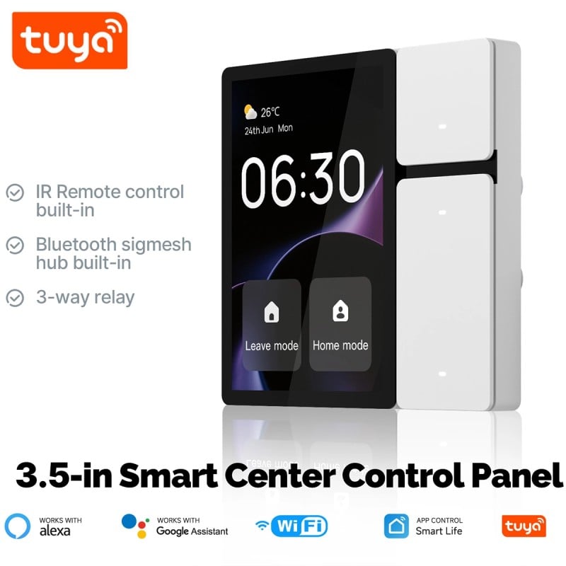 Panneau tactile intelligent WiFi Tuya 3,5" pour la domotique avec relais, passerelle Bluetooth et infrarouge