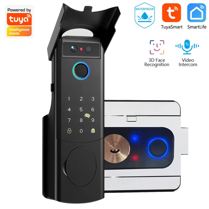 Tuya Outdoor WiFi Lock with 3D Facial Recognition, Dual Fingerprint and Video Intercom