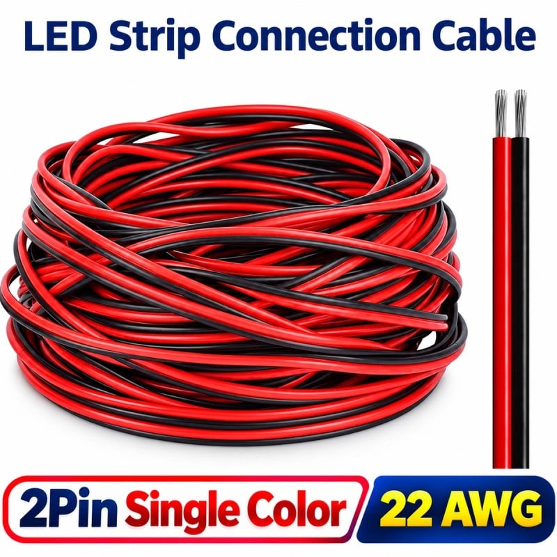 2 Pin 22 AWG 0.34 mm² Single Color LED Strip Cable