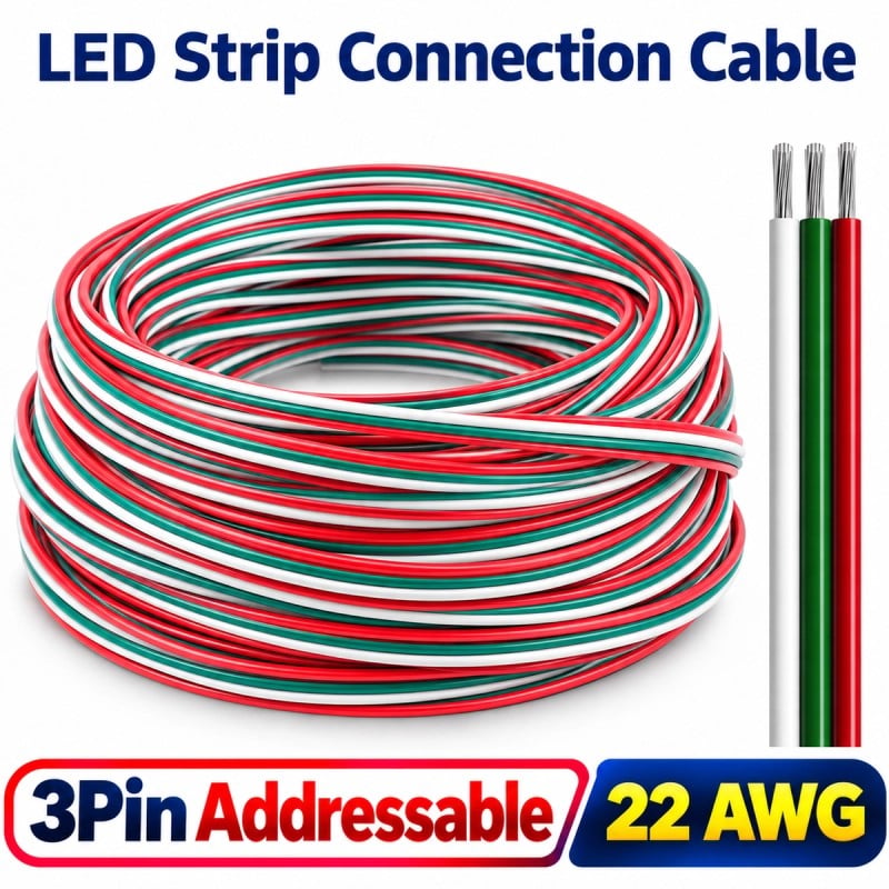 Câble pour ruban LED adressable à 3 broches 22 AWG 0,34 mm²