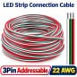 Cavo per strisce LED indirizzabili a 3 pin 22 AWG in matassa, con i fili rosso, verde e bianco spellati