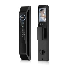 Buitenpaneel met camera en vingerafdruklezer en binnenpaneel met scherm voor het Tuya-slot
