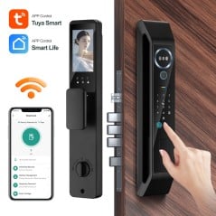 Tuya Serratura Smart WiFi con Riconoscimento Facciale 3D, Palmo, Videocitofono e Schermo Interno
