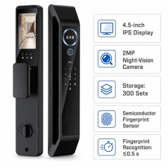Specifiche: display IPS 4,5", telecamera 2 MP notturna, 300 utenti, impronta a semiconduttore in 0,5 s