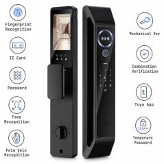 Unlocking methods: fingerprint, IC card, password, facial recognition, palm recognition, key, dual verification, app, and