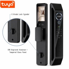Schließzylinder der Klasse C und CNC-gefräste Aluminiumblende mit gehärtetem Glas für das Tuya-Türschloss