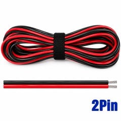 2-poliges 22-AWG-Kabel für einfarbige LED-Streifen, als Kabelbund, mit roten und schwarzen Adern, an den Enden abisoliert, für