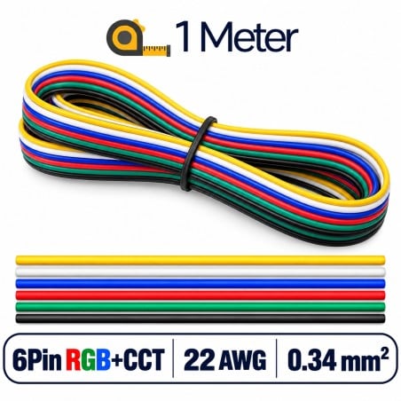 6-poliges 22 AWG 0,34 mm² RGB+CCT LED-Streifenkabel