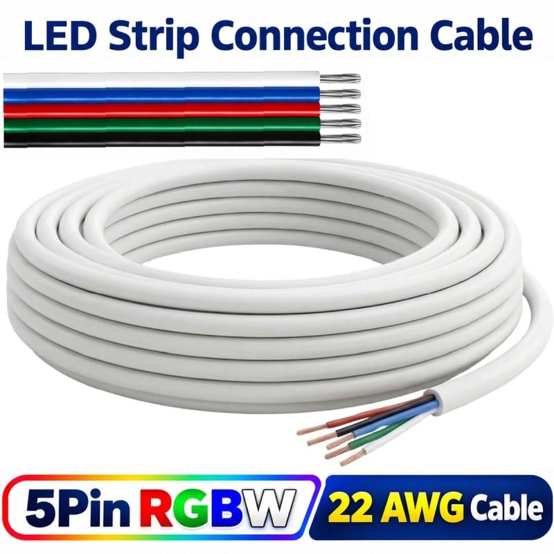 Multicore Cable with Sheath for RGBW LED Strips 5 Pin 22 AWG