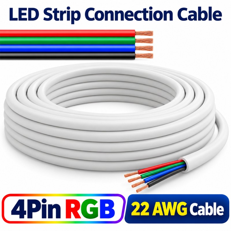 Multicore Cable with Sheath for RGB LED Strips 4 Pin 22 AWG
