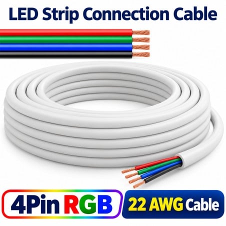 Cavo con guaina bianca per strisce LED RGB a 4 pin 22 AWG in matassa, con i quattro fili colorati spellati