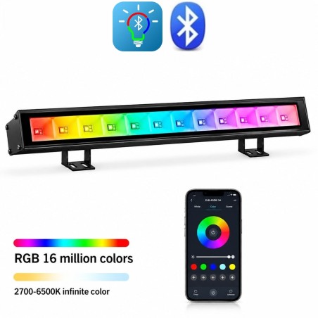 Barra Lineare LED RGB+CCT Smart Bluetooth da Esterno IP66 Nera con App Fi Light