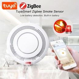 Détecteur de fumée intelligent Tuya ZigBee compatible avec Alexa
