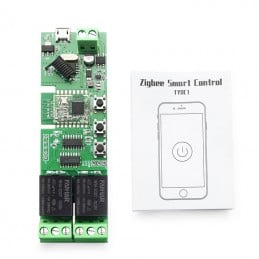 Tuya Smart Zigbee Módulo de dos canales compatible con Alexa y Google