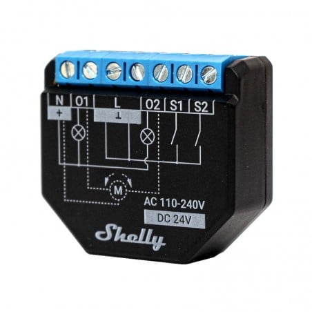 Shelly Plus 2PM Interrupteur Wi-Fi 2 canaux pour volets roulants