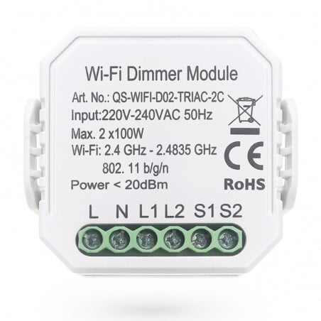 Tuya 2-Channel Dimmer Module WiFi Dimmable Switch pour Lumières