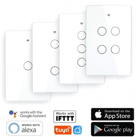 Commutateur tactile WiFi intelligent Tuya et canaux RF433 1/2/3/4