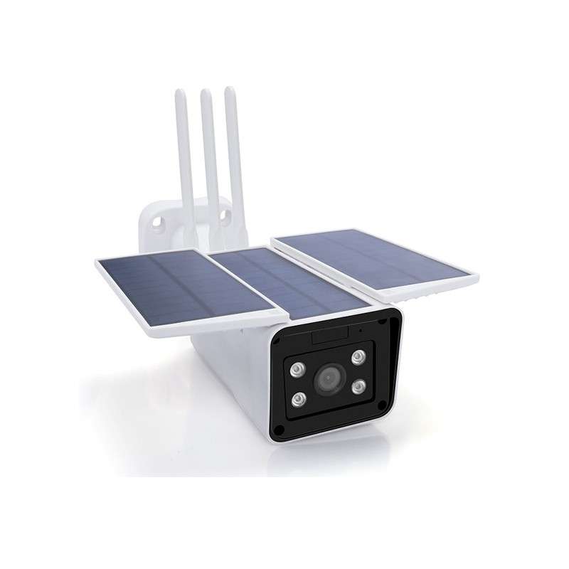 Sistema de cámara de seguridad solar WiFi inalámbrico para exteriores,  paquete de 4, cámara de seguridad alimentada por energía solar de 3 MP  (incluye