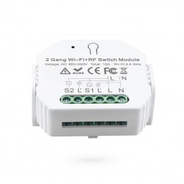 Tuya Mini Switch 2 canaux Smart WiFi et RF433 avec télécommande