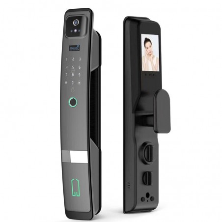 Smart Wi-Fi Door Lock, 3D Face Recognition Tuya Wifi Smart Door Lock Citofono Visivo Impronta Digitale Password APP Telecomando Serrature Elettroniche Automatiche,30x300mm