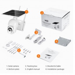 Caméra WiFi intelligente rotative Tuya 2.0 MP avec panneau solaire 6W