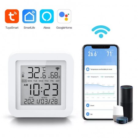 Capteur de température et d'humidité de l'air numérique Tuya Smart WiFi