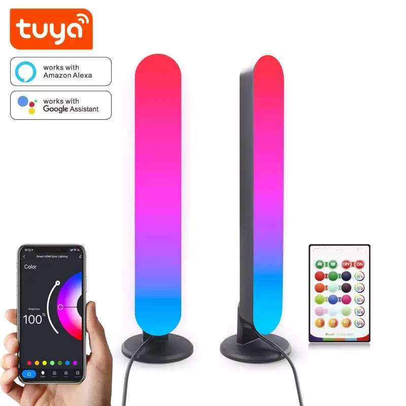 Aubesss Tuya RGBIC Barra De Luz LED De Parede Inteligente Bluetooth/WIFI  APP Controle De Voz Música Sincronização De Noturna TV Quarto De Jogos Bar  Decoração Alxe/Google Suporte - Desconto no Preço