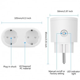 Tuya Double Schuko Smart WiFi Stopcontact 16A met Verbruiksmeting