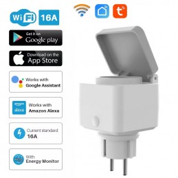 Aubess Outdoor Waterproof Smart Plug, 16A WiFi Remote Control Smart Socket  With Power Monitor Function,For Tuya Smart Life Alexa