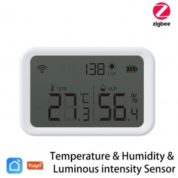 Capteur de température, d'humidité et d'intensité lumineuse Tuya Smart ZigBee