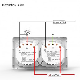 Tuya Double Smart WiFi Interrupteur Mural Encastré - Expert4house