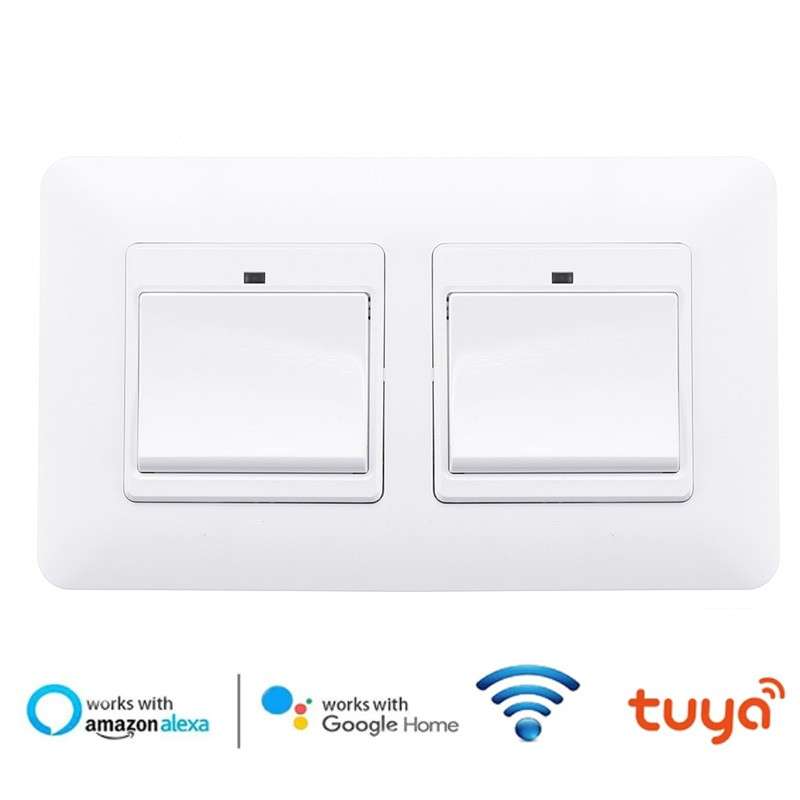 Interruptor de pared WiFi inteligente doble Tuya empotrable - Expert4house