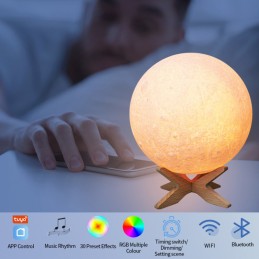 Lampe de table LED lunaire 3D Tuya Smart WiFi RGB Dimmable