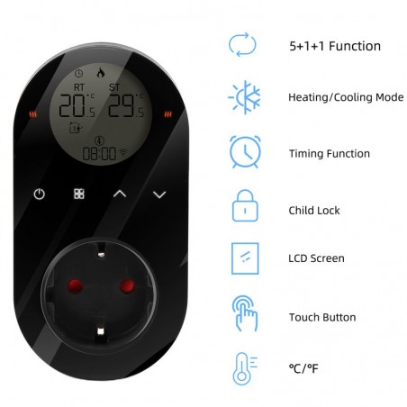 Thermoregulator mit digitaler Steckdose Smart WIFi Beca 16A mit Sonde