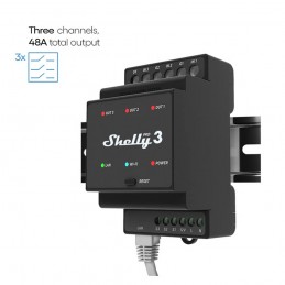 Shelly Pro 3 Professional 3-kanaals DIN-railrelais Potentiële contacten