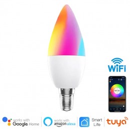 Tuya Lampadina LED Smart Wifi E14 a Candela RGBCW