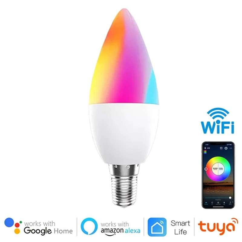 Ampoule connectée LED dimmable commande vocale par Appli compatible Alexa  Google Home E14 5,5W blanc