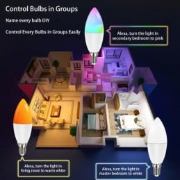 Tuya Smart Wifi LED Lamp E14 Kaarslicht RGBCW