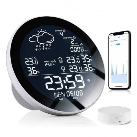 Estación Meteorológica Tuya Smart WiFi con Reloj