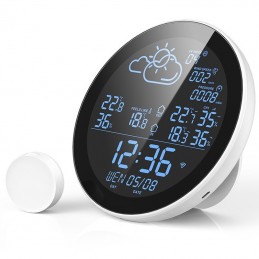 Pour Tuya Wifi Station météo w / horloge température humidité mètre horloge  nouveau - Snngv