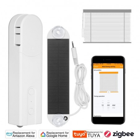 Motor de cortina Zigbee inteligente Tuya con panel solar y control de voz