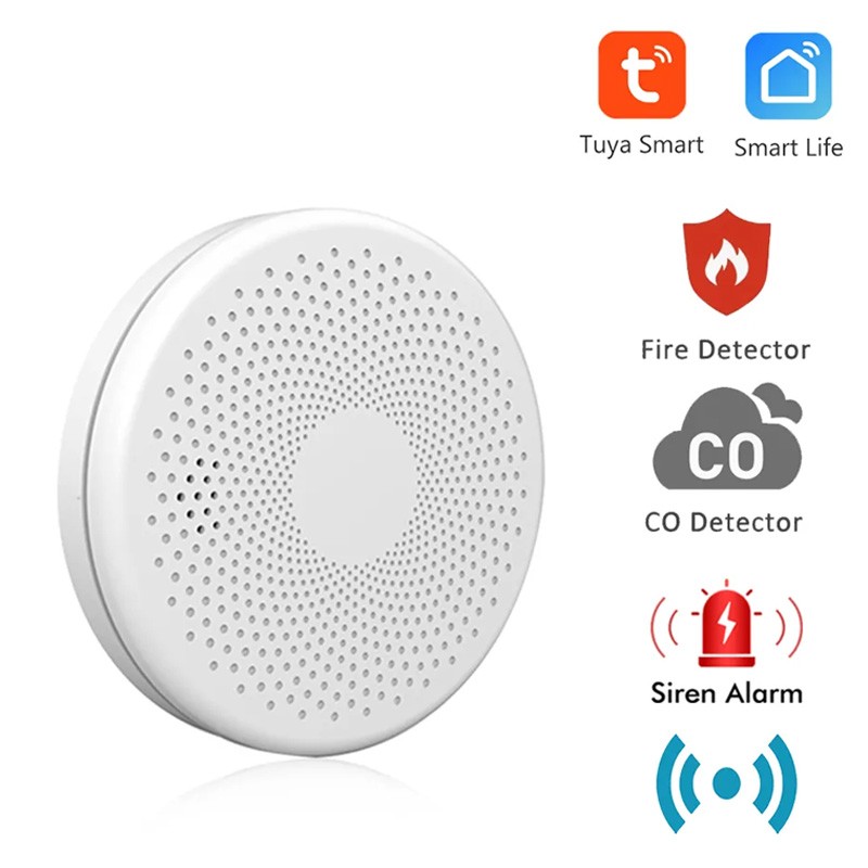 Tuya 2in1 Rilevatore Fumo e Monossido di Carbonio Smart WiFi con Sirena