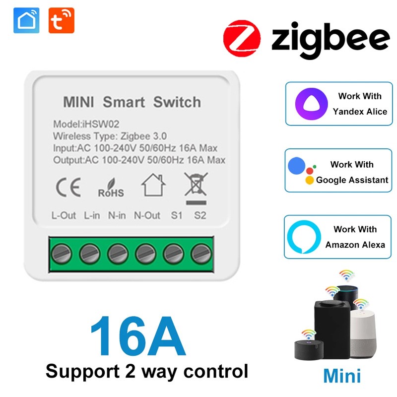 Interruptor inteligente Tuya Mini Zigbee 16A con control bidireccional
